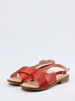 Damen Werner – Slingback-Sandalen aus Kalbleder ziegelrot