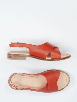 Damen Werner – Slingback-Sandalen aus Kalbleder ziegelrot