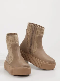 Damen Werner – Stiefeletten aus Leder mit Strickdetail