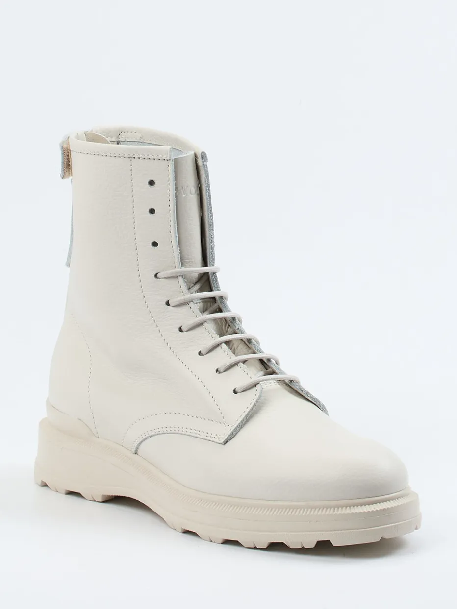 Damen Woolrich – Schnürboots aus Kalbleder cremeweiß