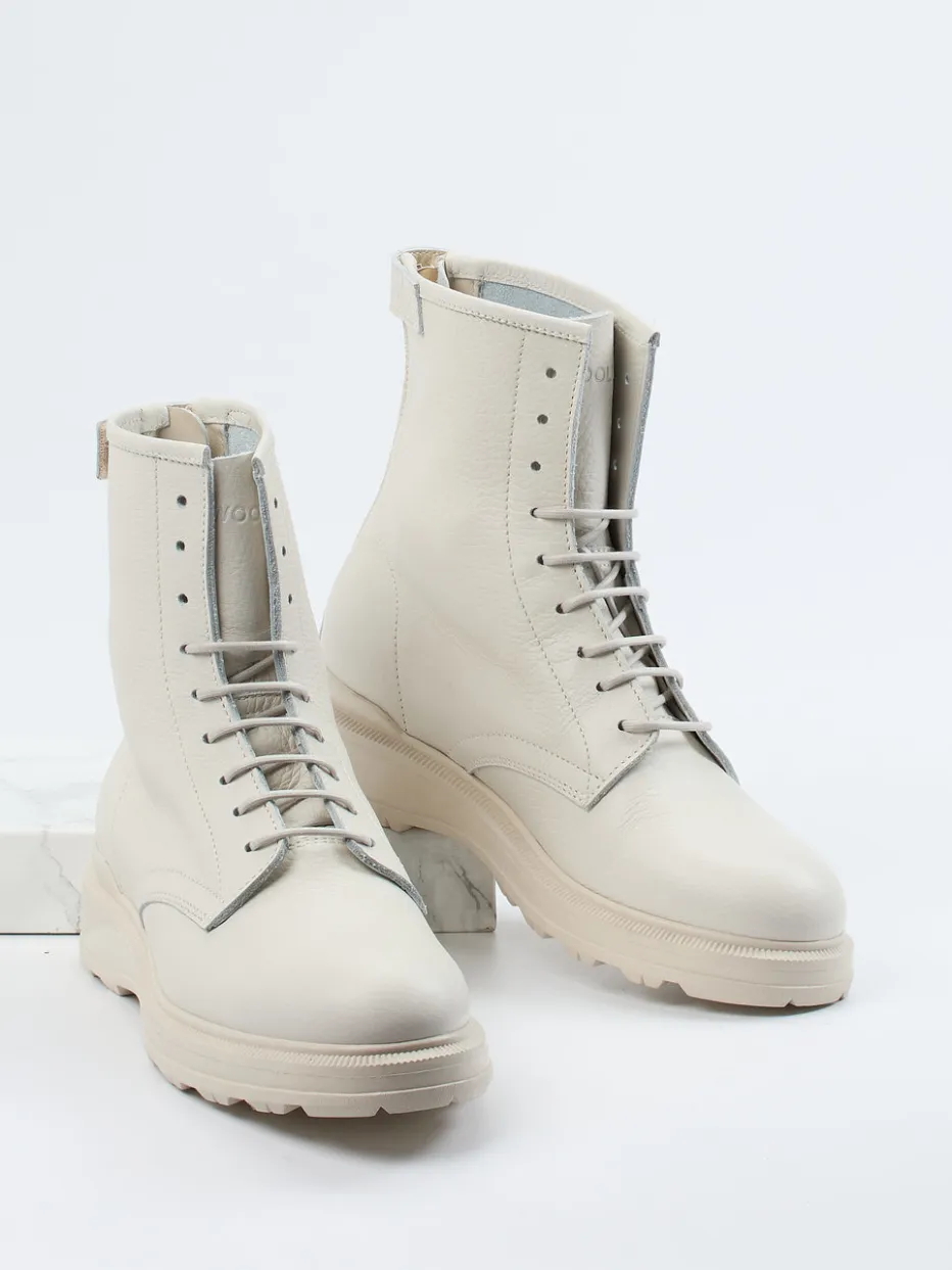 Damen Woolrich – Schnürboots aus Kalbleder cremeweiß