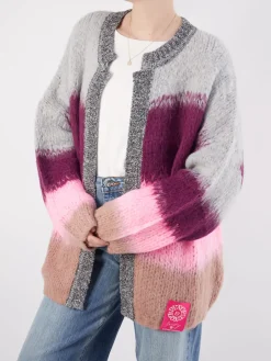 Damen Yippie Hippie – Strickjacke aus Textil Hell Glitzerkante