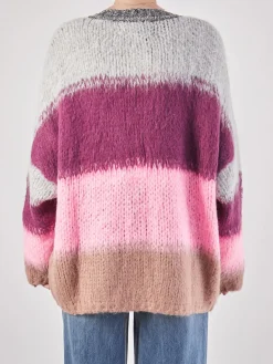 Damen Yippie Hippie – Strickjacke aus Textil Hell Glitzerkante