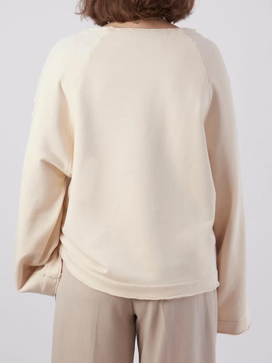 Damen Yippie Hippie – Sweatshirt aus Baumwolle in Creme
